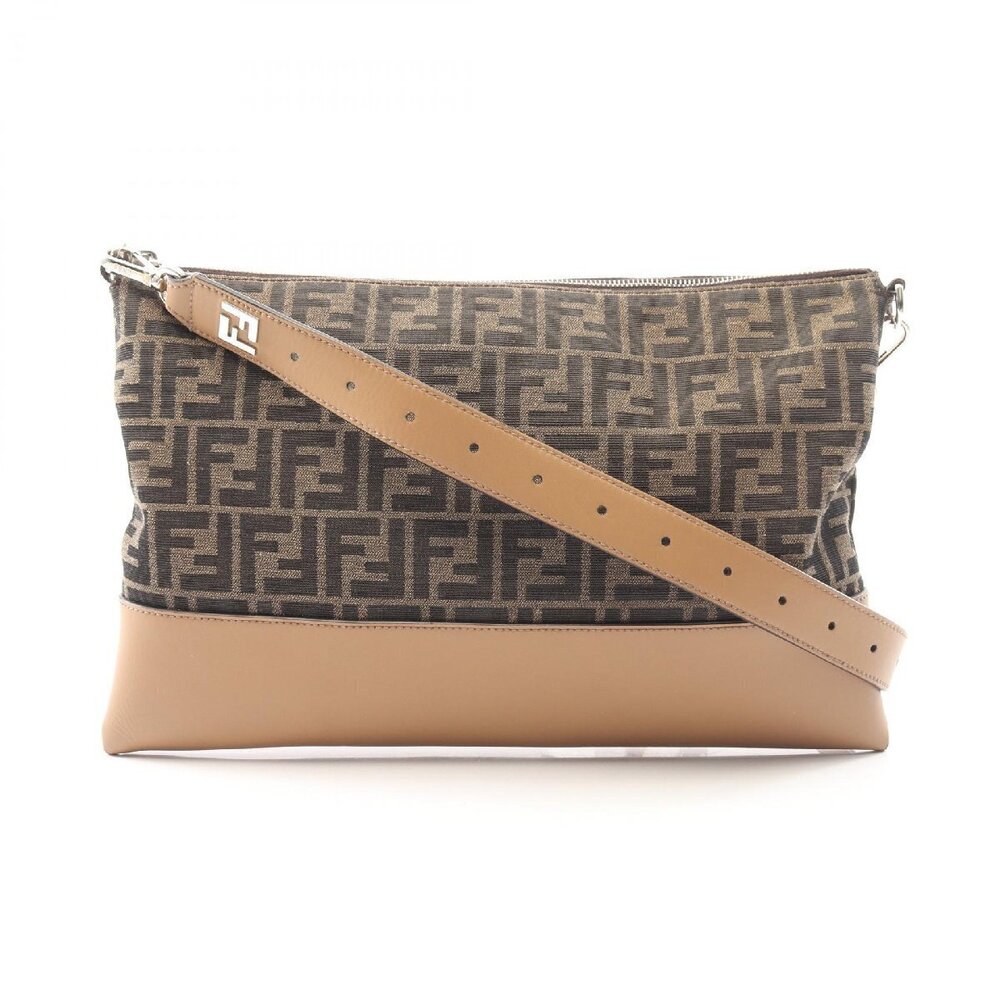 Fendi Zucca Shoulder Bag Canvas Brown